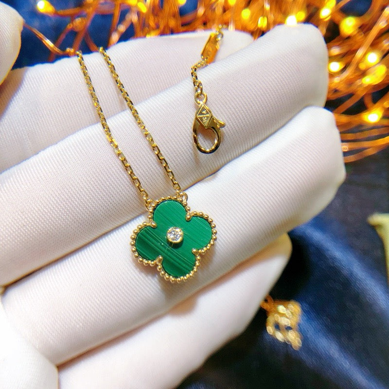 [Riva Jewelry ]CLOVER 15MM DIAMOND TURQUOISE NECKLACE