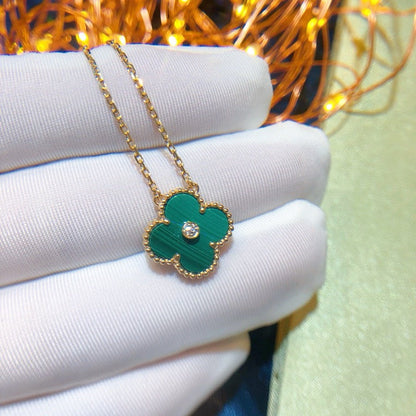 [Riva Jewelry ]CLOVER 15MM DIAMOND TURQUOISE NECKLACE