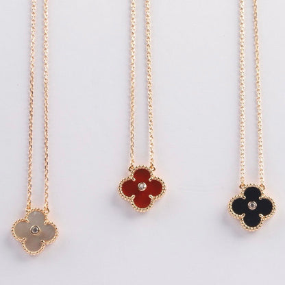 [Riva Jewelry ]CLOVER 15MM DIAMOND CARNELIAN NECKLACE