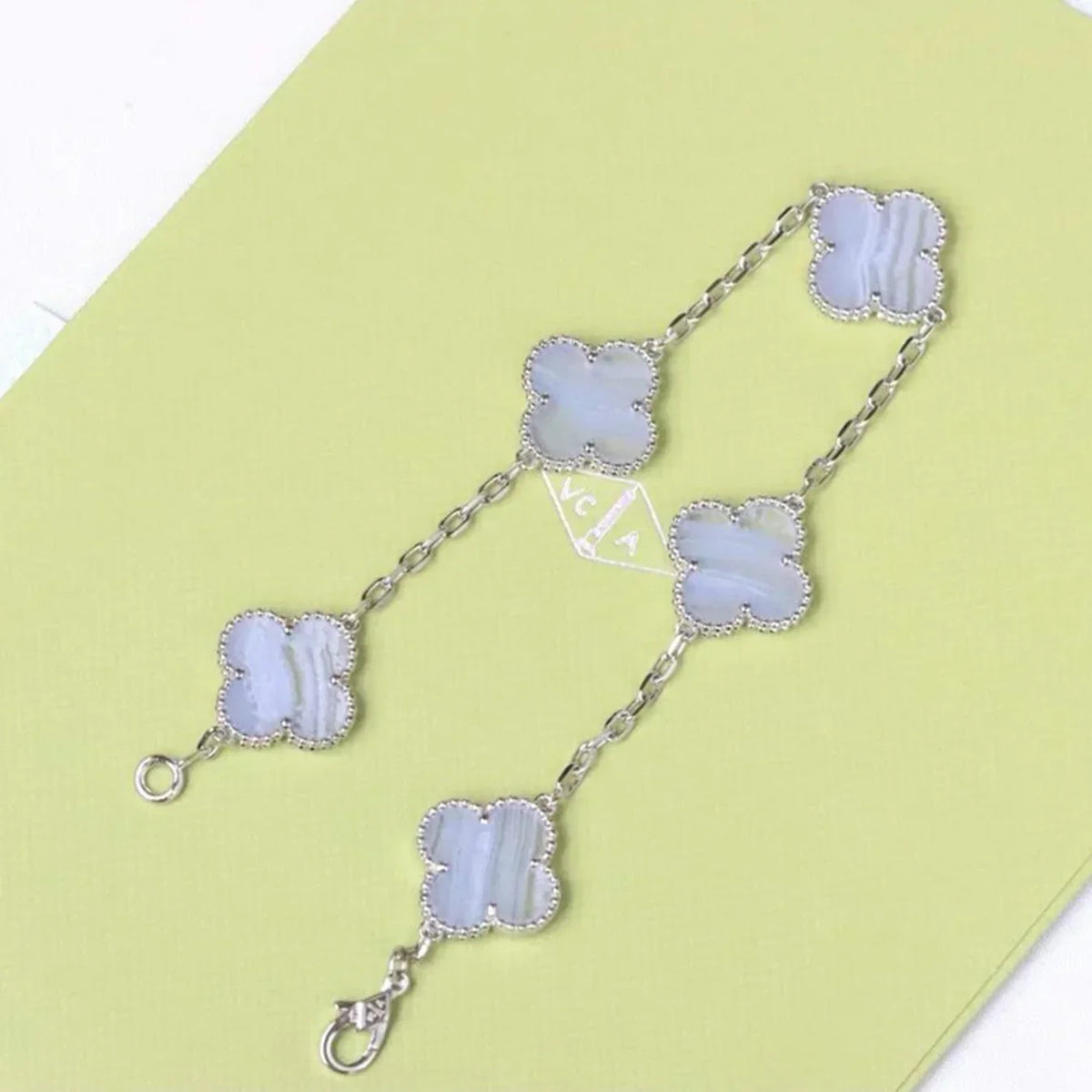 [Riva Jewelry ] CLOVER 5 MOTIF PURPLE CHALCEDONY BRACELET COLLECTION