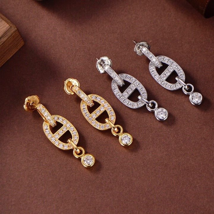 [Riva Jewelry ]HM CHAINE DIAMOND EARRINGS