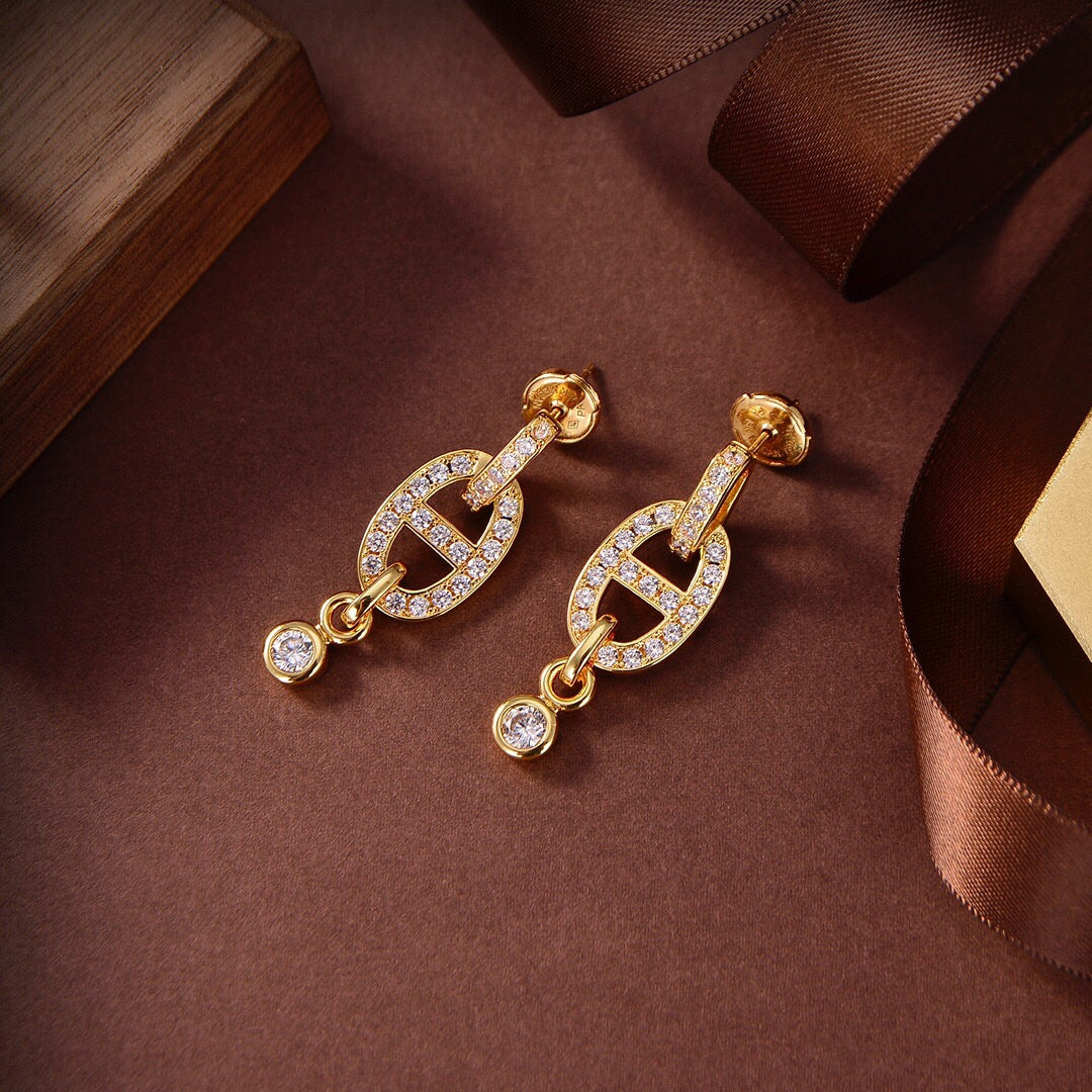 [Riva Jewelry]HM CHAINE DIAMOND EARRINGS