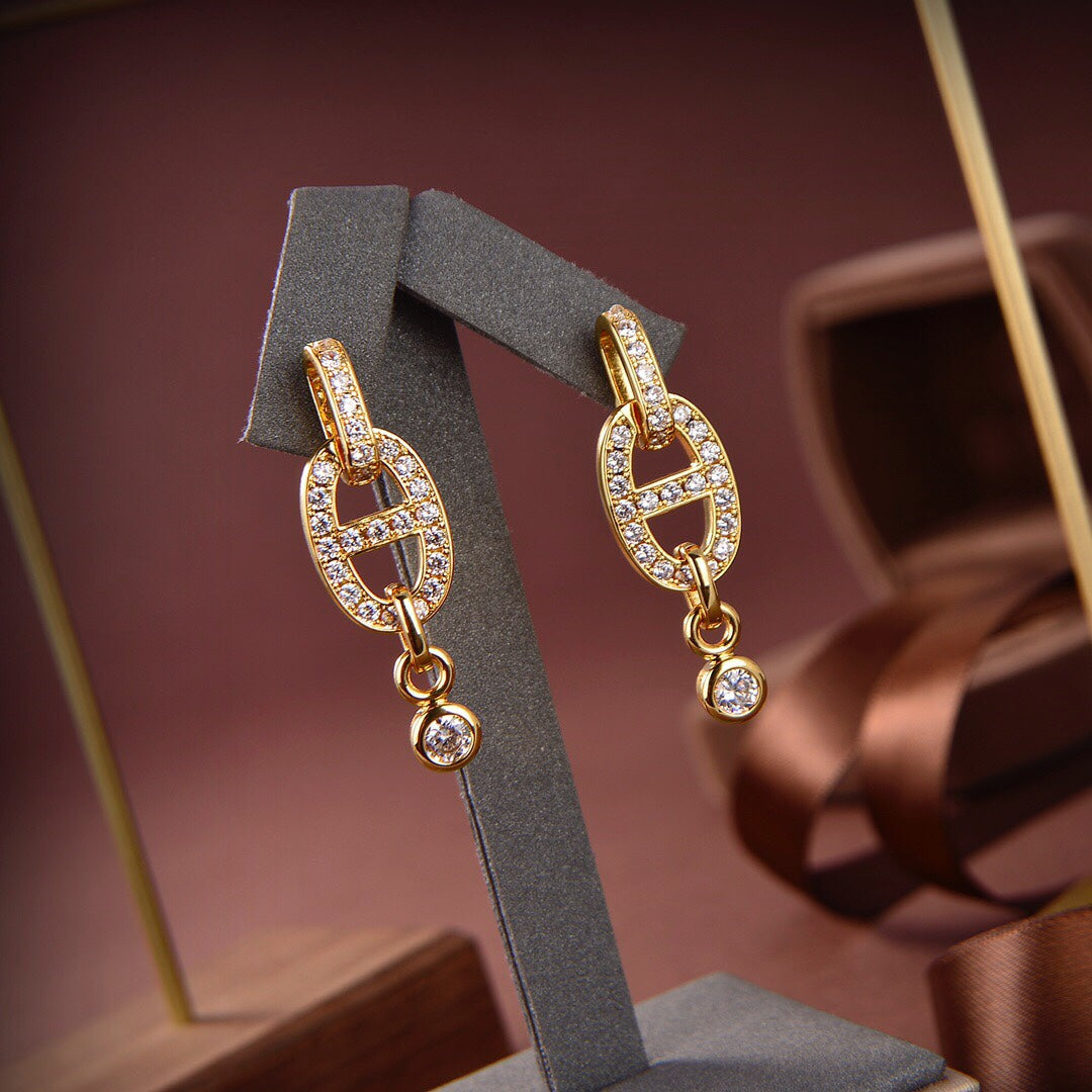 [Riva Jewelry]HM CHAINE DIAMOND EARRINGS