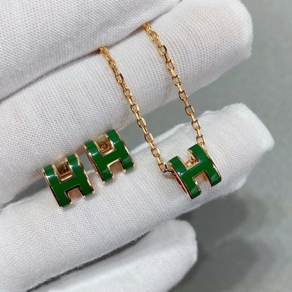 [Riva Jewelry ]POP H GREEN NECKLACE SILVER AND GOLD