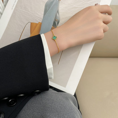 [Riva Jewelry ]CLOVER BRACELET MALACHITE 1 MOTIF