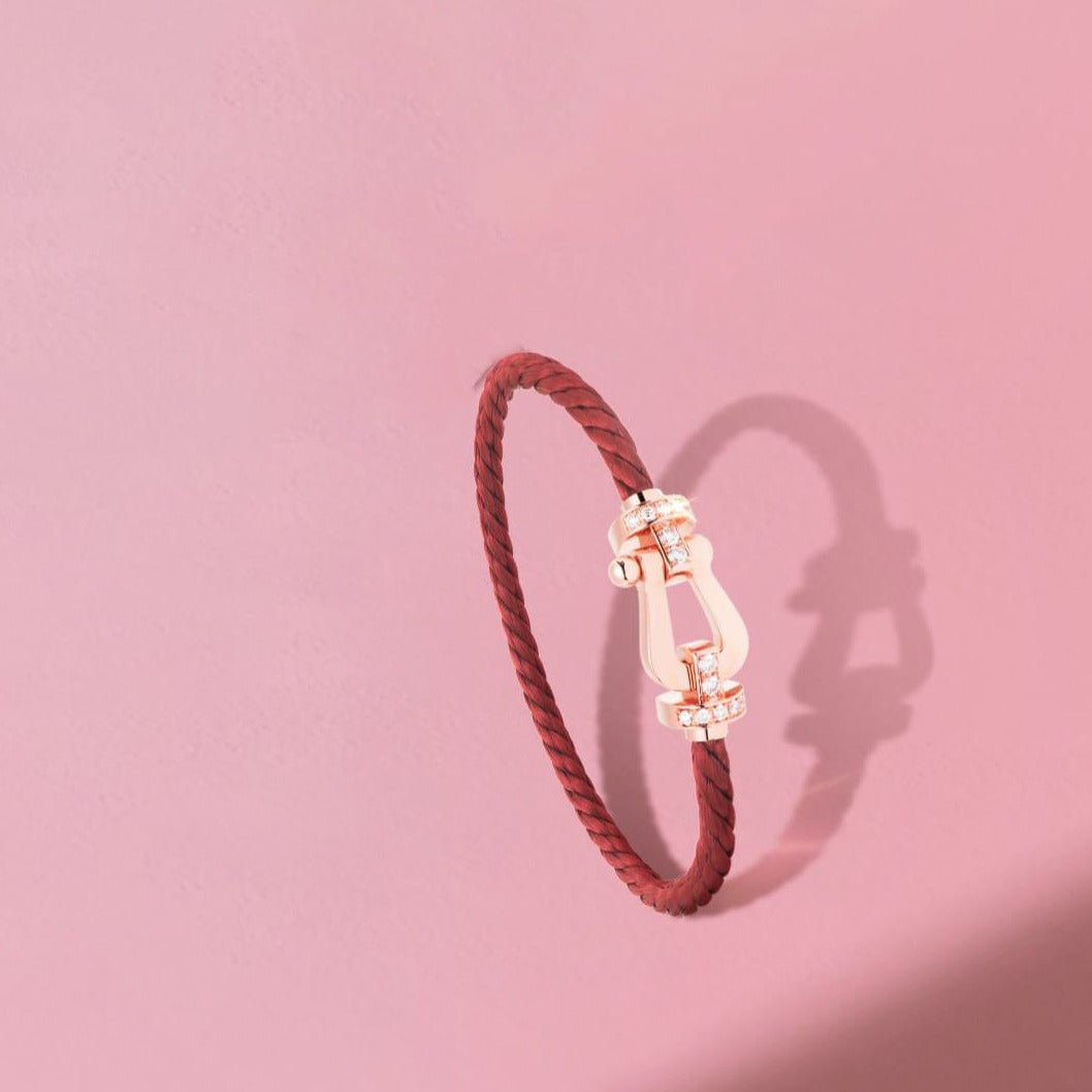 [Riva Jewelry ]FORCE 10 HALF DIAMOND PINK GOLD RED CORDERI LARGE AND MEDIUM MODEL