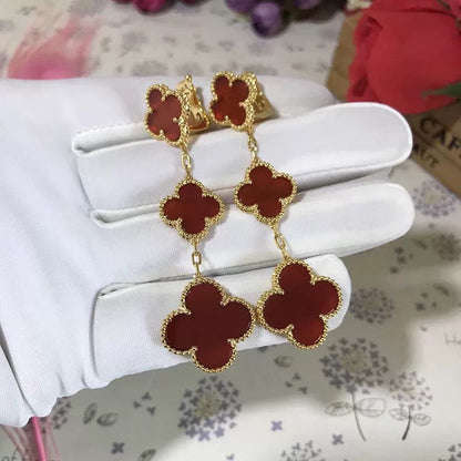 [Riva Jewelry ]CLOVER 3 MOTIF CARNELIAN DROP EARRINGS