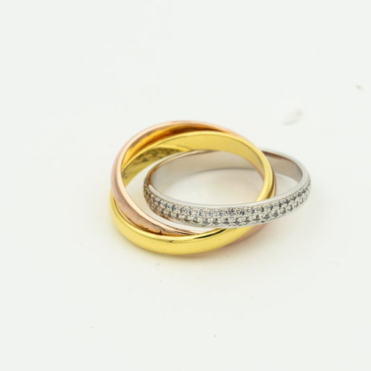 [Riva Jewelry ]TRINITY RING GOLD PINK GOLD SILVER DIAMONDS