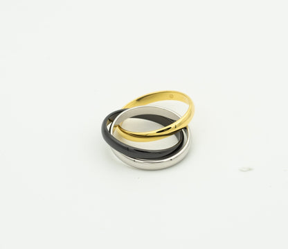 [Riva Jewelry ]TRINITY RING BLACK GOLD SILVER