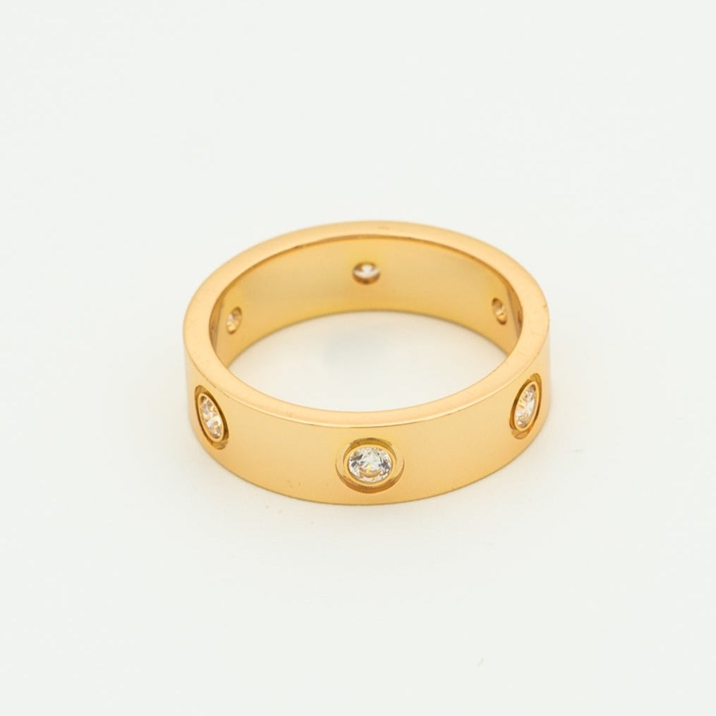 [Riva Jewelry ]LOVE RING 5.5MM 6 DIAMONDS PINK GOLD