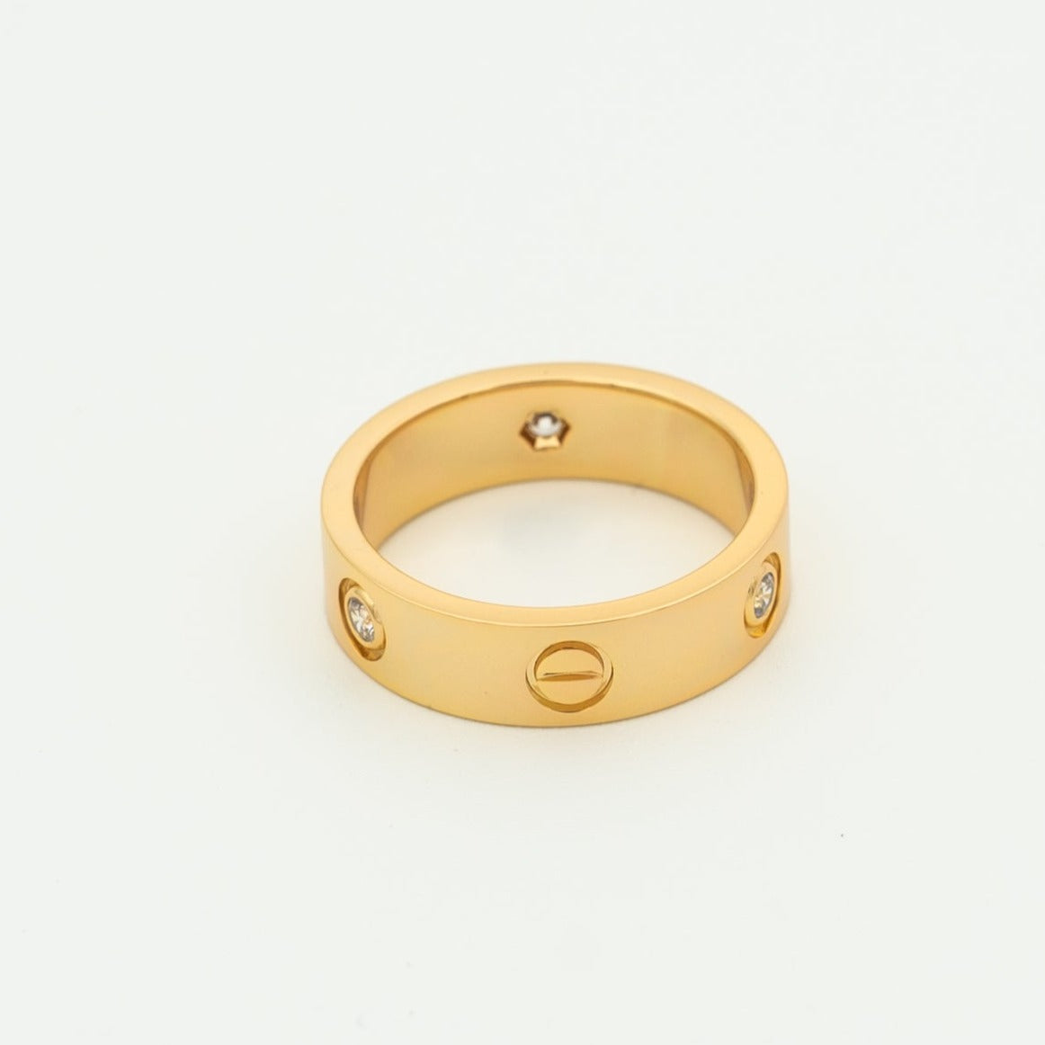 [Riva Jewelry ]LOVE RING 5.5MM 3 DIAMONDS PINK GOLD