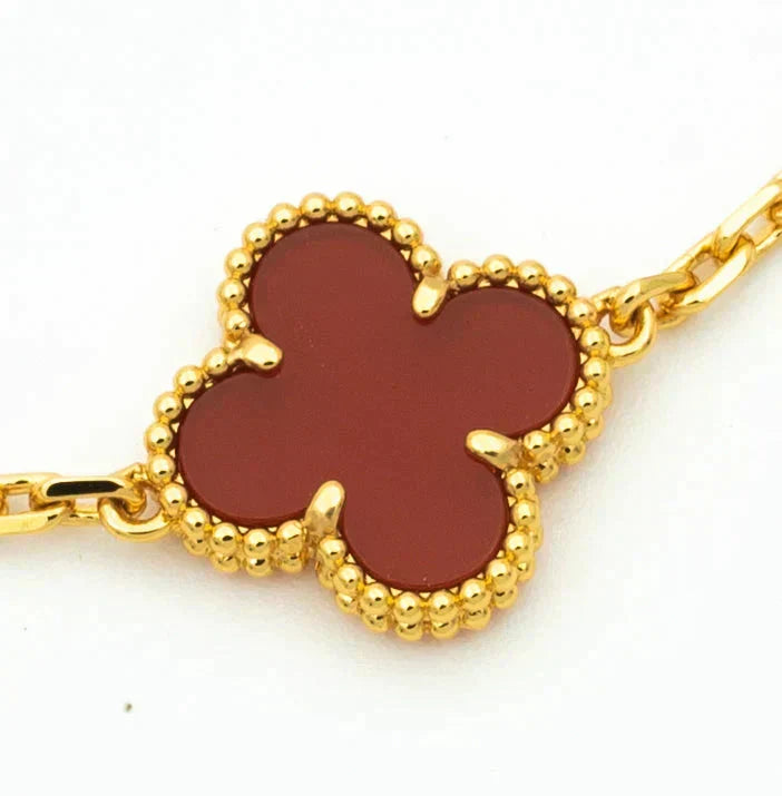 [Riva Jewelry]LUCKY CLOVER 5-MOTIV ARMBAND - RED CARNELIAN KOLLEKTION