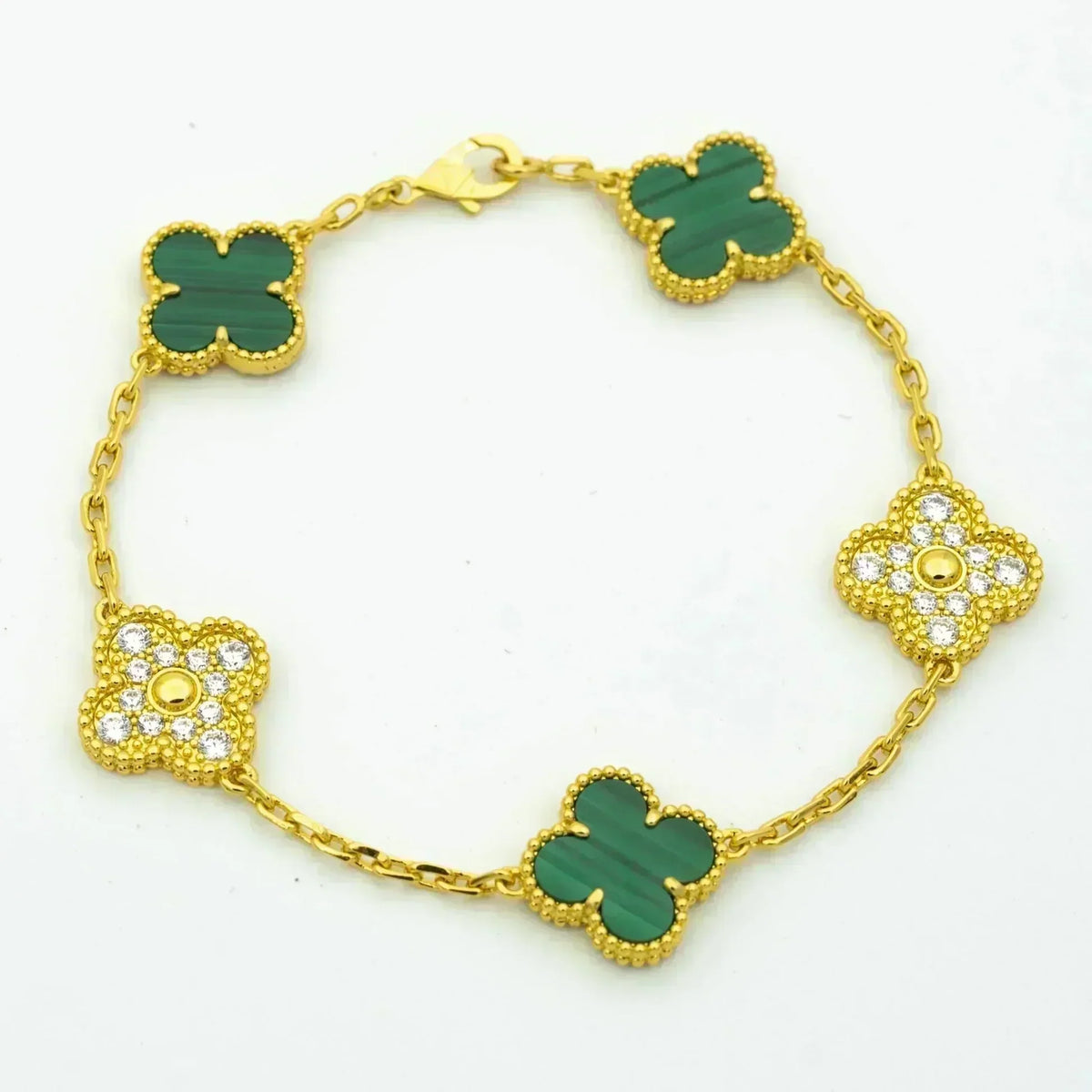 [Riva Jewelry ] CLOVER 5 MOTIF MALACHITE BRACELET COLLECTION