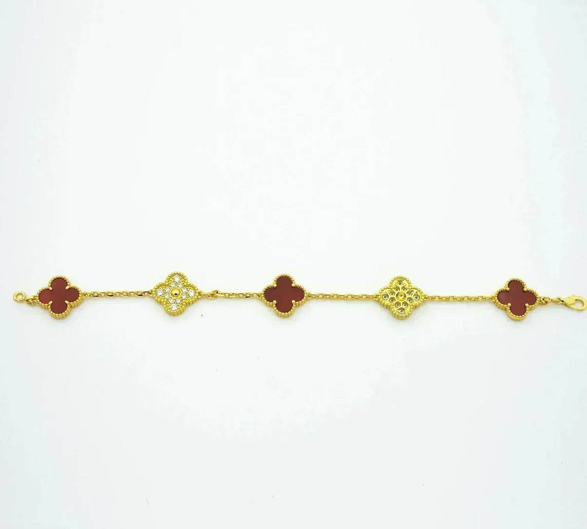 [Riva Jewelry]LUCKY CLOVER 5-MOTIV ARMBAND - RED CARNELIAN KOLLEKTION