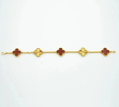 [Riva Jewelry]LUCKY CLOVER 5-MOTIV ARMBAND - RED CARNELIAN KOLLEKTION