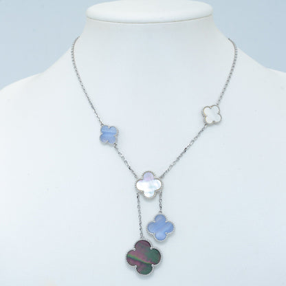 [Riva Jewelry ]CLOVER MOP CHALCEDONY NECKLACE SILVER 6 MOTIF
