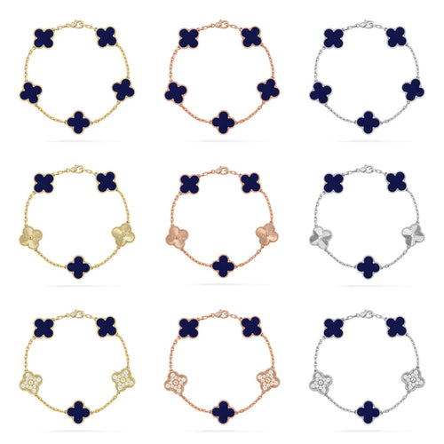 [Riva Jewelry ]CLOVER 5 MOTIF LAPIS LAZULI BRACELET COLLECTION