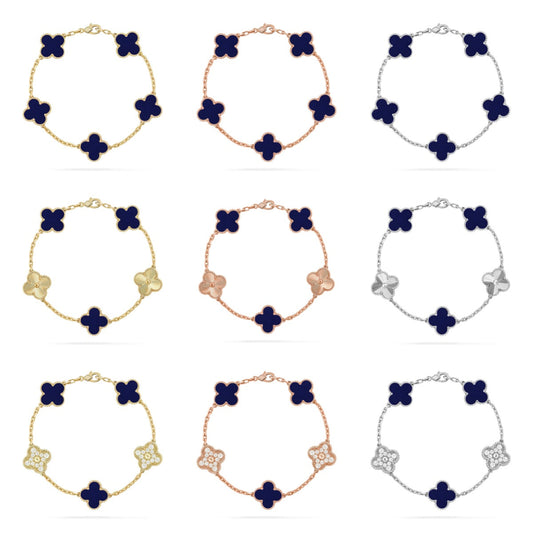 [Riva Jewelry ]CLOVER 5 MOTIF LAPIS LAZULI BRACELET COLLECTION