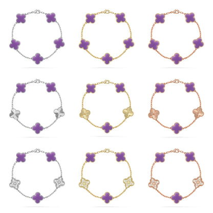 [Riva Jewelry ]CLOVER 5 MOTIF LIGHT PURPLE BRACELET COLLECTION