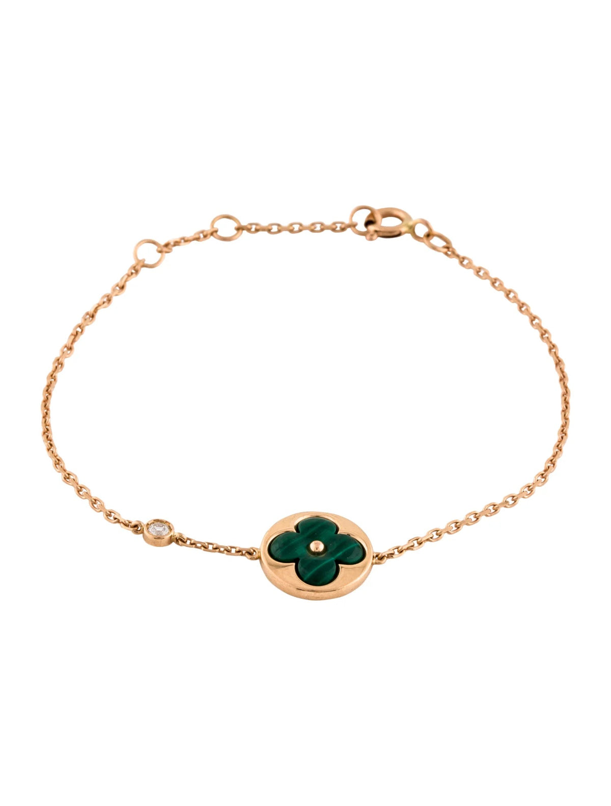 [Riva Jewelry ]SUN MALACHITE 1 DIAMOND PINK GOLD BRACELET