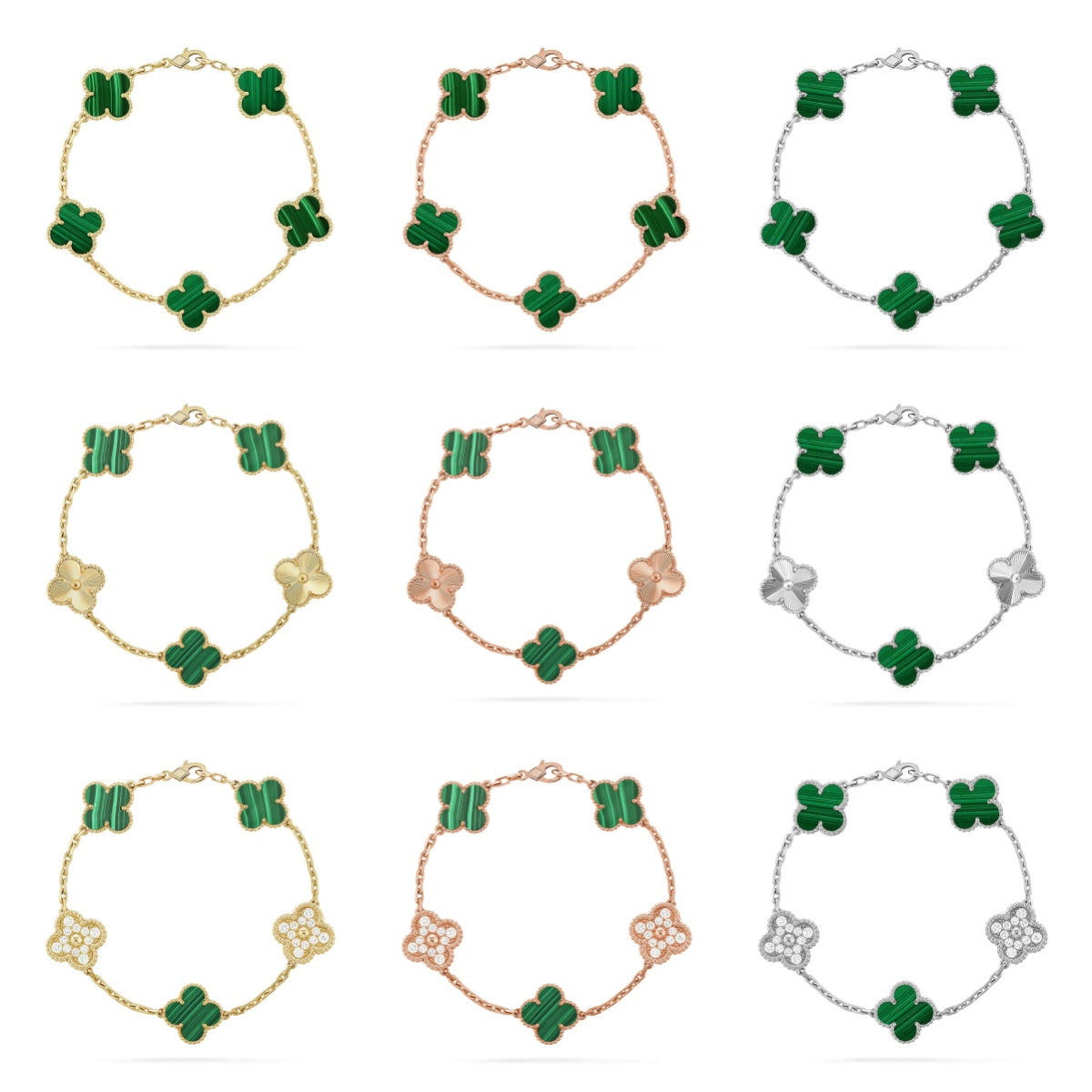 [Riva Jewelry ] CLOVER 5 MOTIF MALACHITE BRACELET COLLECTION