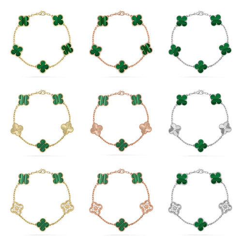 [Riva Jewelry ] CLOVER 5 MOTIF MALACHITE BRACELET COLLECTION
