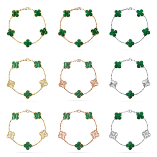 [Riva Jewelry ] CLOVER 5 MOTIF MALACHITE BRACELET COLLECTION