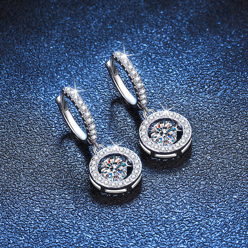 [Riva Jewelry]TANZENDE MOISSANITE-HALO-DROP-CREOLEN