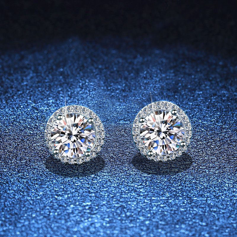 [Riva Jewelry]CLASSIC 4-PRONG ROUND MOISSANITE STUD EARRINGS