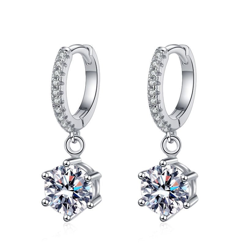 [Riva Jewelry]KLASSISCHE MOISSANIT-OHRRINGE MIT 6-ZACKEN-FASSUNG