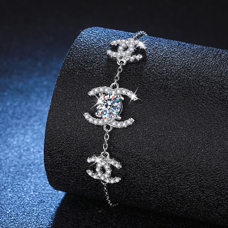 [Riva Jewelry]KLASSISCHES VERZAHNTES MOISSANIT-ARMBAND