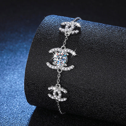 [Riva Jewelry]KLASSISCHES VERZAHNTES MOISSANIT-ARMBAND