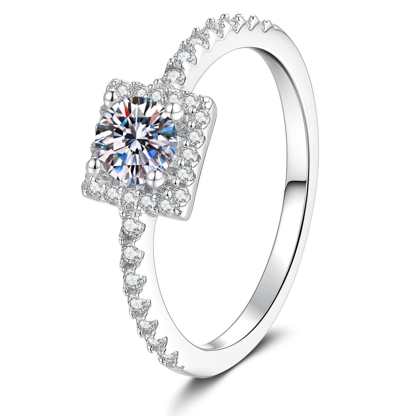 [Riva Jewelry]ZIERLICHER ZUCKERWÜRFEL-MOISSANIT-RING