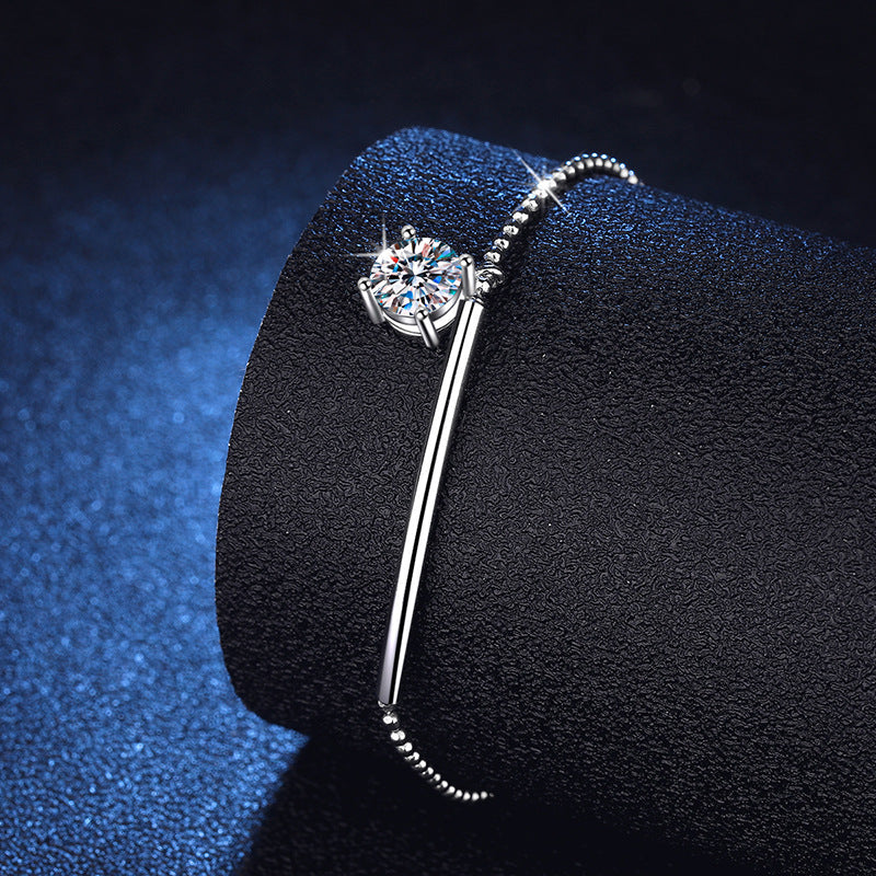 [Riva Jewelry]エレガント ハーフムーンカーブ モアッサナイトブレスレット