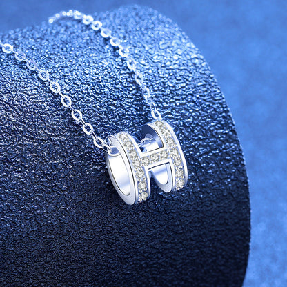 [Riva Jewelry]FULL-PAVE „H“ MOISSANIT-ANHÄNGERKETTE