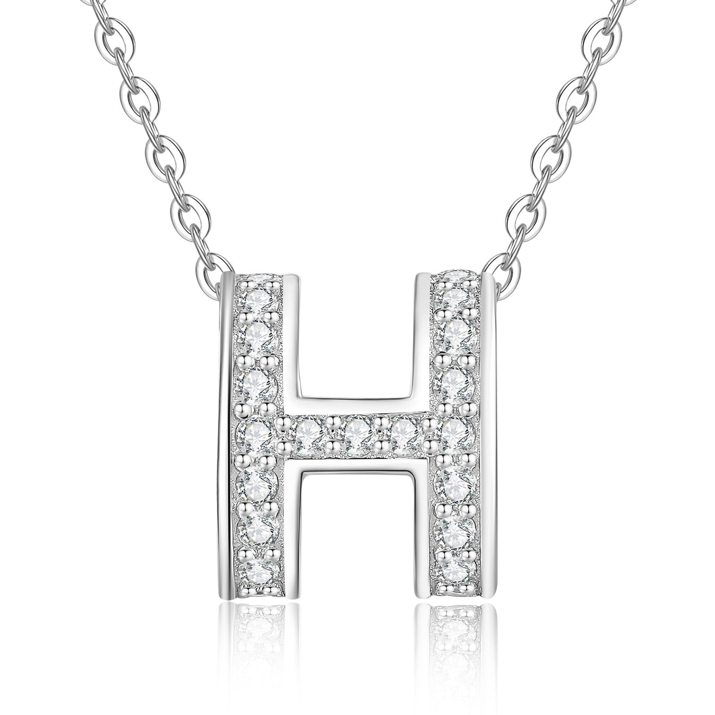 [Riva Jewelry]FULL-PAVE „H“ MOISSANIT-ANHÄNGERKETTE