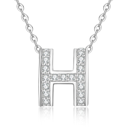 [Riva Jewelry]FULL-PAVE „H“ MOISSANIT-ANHÄNGERKETTE