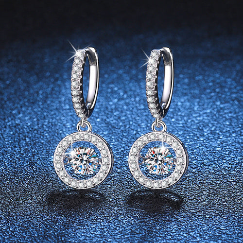 [Riva Jewelry]TANZENDE MOISSANITE-HALO-DROP-CREOLEN