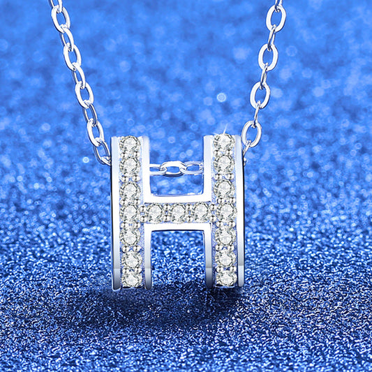 [Riva Jewelry]フルパヴェ "H" モアッサナイトペンダントネックレス