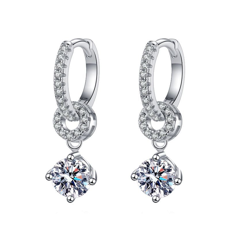 [Riva Jewelry]VERSCHRÄNKTE DOPPELRING-MOISSANIT-OHRHÄNGER