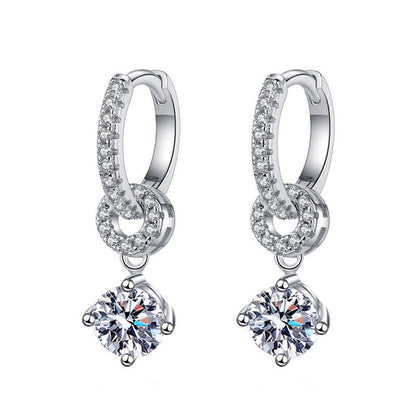 [Riva Jewelry]VERSCHRÄNKTE DOPPELRING-MOISSANIT-OHRHÄNGER