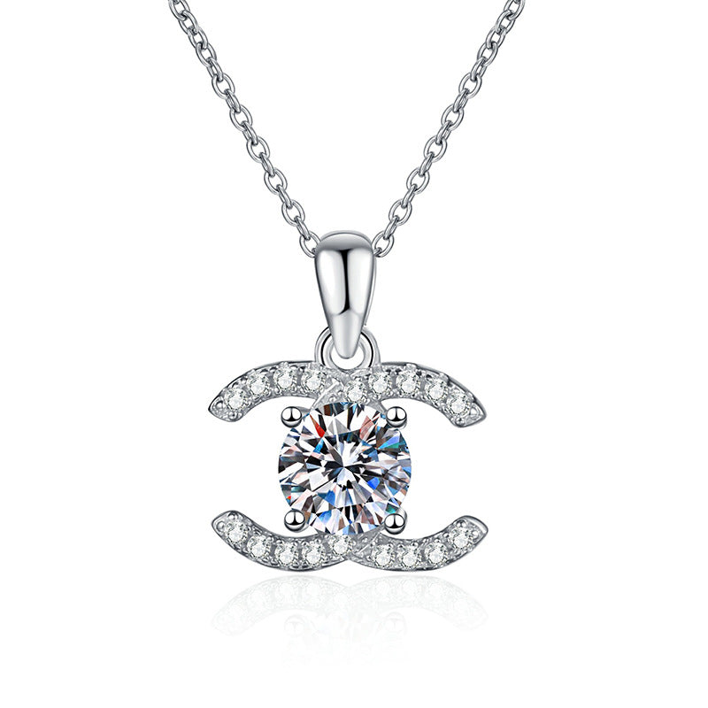 [Riva Jewelry]KLASSISCHE INEINANDERGREIFENDE MOISSANIT-ANHÄNGERKETTE