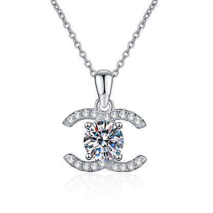 [Riva Jewelry]KLASSISCHE INEINANDERGREIFENDE MOISSANIT-ANHÄNGERKETTE
