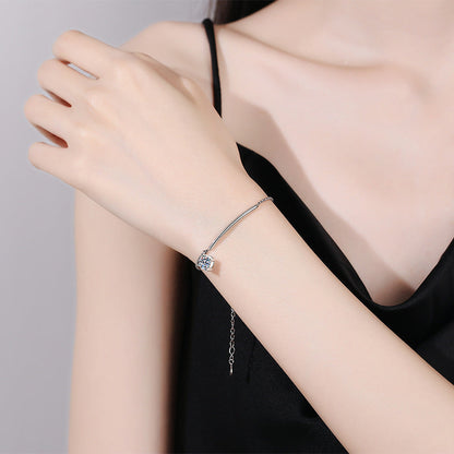 [Riva Jewelry]エレガント ハーフムーンカーブ モアッサナイトブレスレット