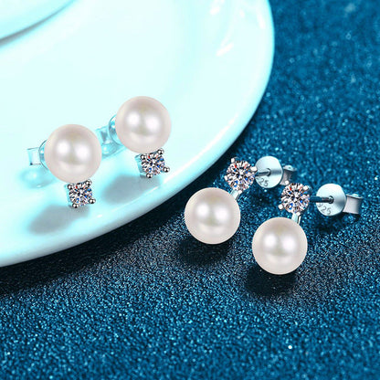 [Riva Jewelry]エレガント 天然パール＆モアッサナイト ドロップピアス
