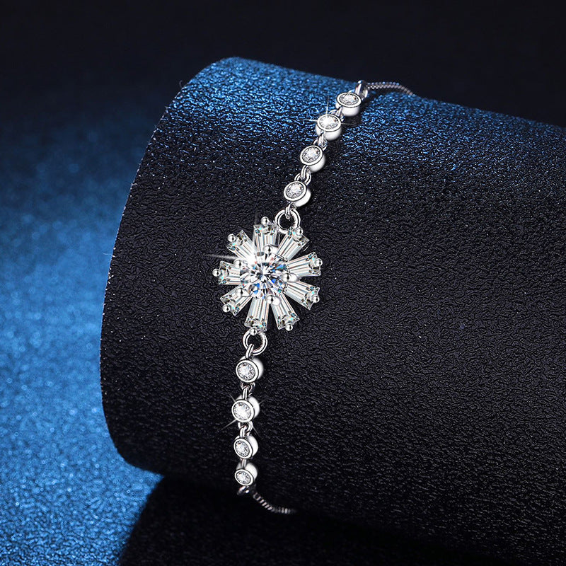 [Riva Jewelry]ラディアントアイシークリスタルサンフラワーモアッサナイトブレスレット