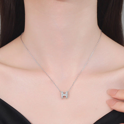 [Riva Jewelry]FULL-PAVE „H“ MOISSANIT-ANHÄNGERKETTE
