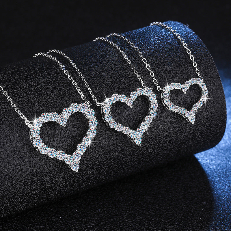 [Riva Jewelry]ROMANTISCHE HERZ-MOISSANIT-ANHÄNGERKETTE
