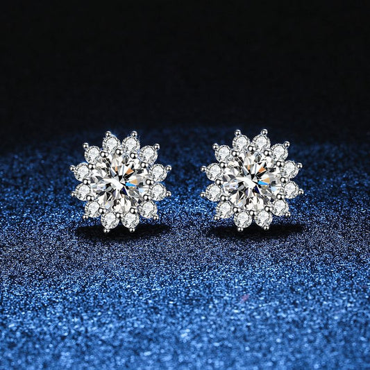 [Riva Jewelry]BLOOMING SUNFLOWER MOISSANITE OHRSTECKER