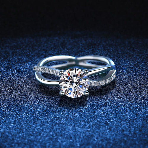 [Riva Jewelry]ELEGANTER 4-KRALLEN KREUZEND MOISSANIT-VERLOBUNGSRING
